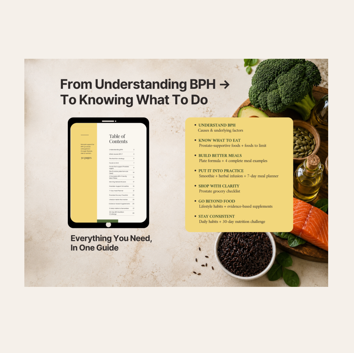 BPH Nutrition Guide for Enlarged Prostate | 30-Page Digital PDF | Prostate-Friendly Food & Lifestyle Guide