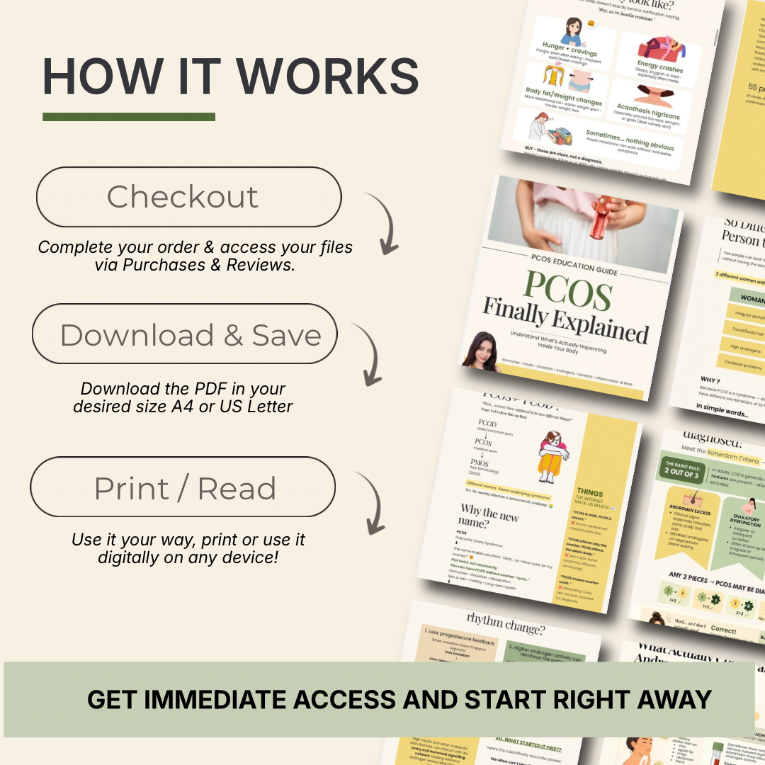 PCOS Finally Explained | 71-Page Visual Education Guide | Hormones, Insulin, Ovulation & Androgens | Digital PDF