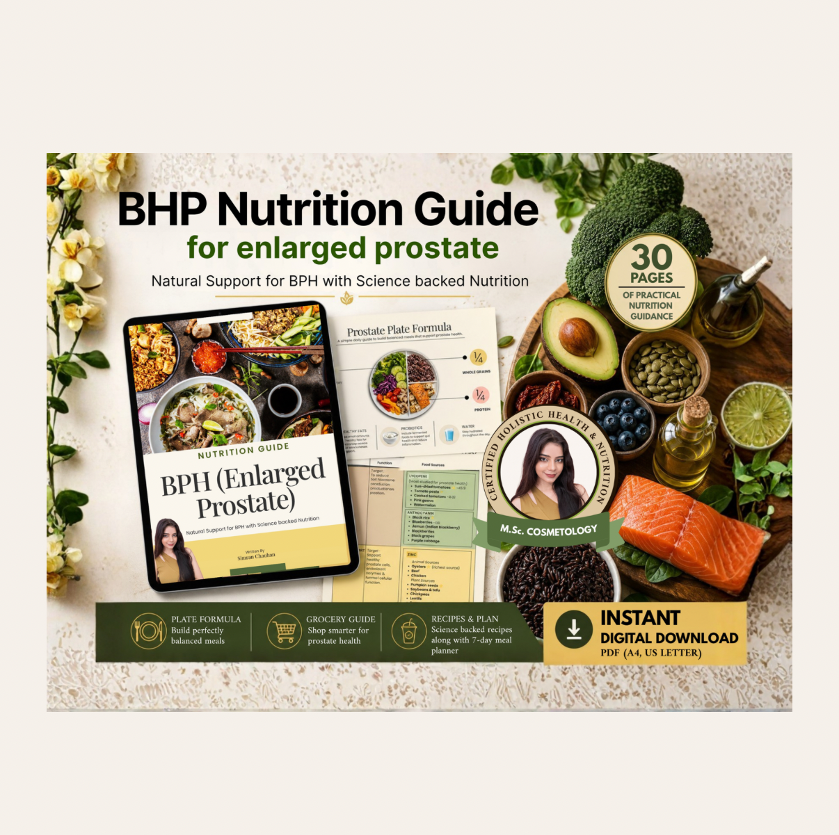 BPH Nutrition Guide for Enlarged Prostate | 30-Page Digital PDF | Prostate-Friendly Food & Lifestyle Guide