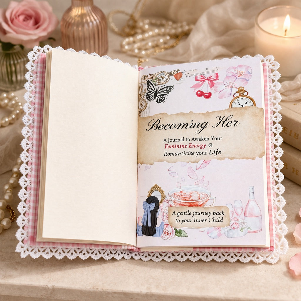Romanticizing Your Life — Self Love Handmade Journal ♡ (A5 size , 64 pages/32 papers)