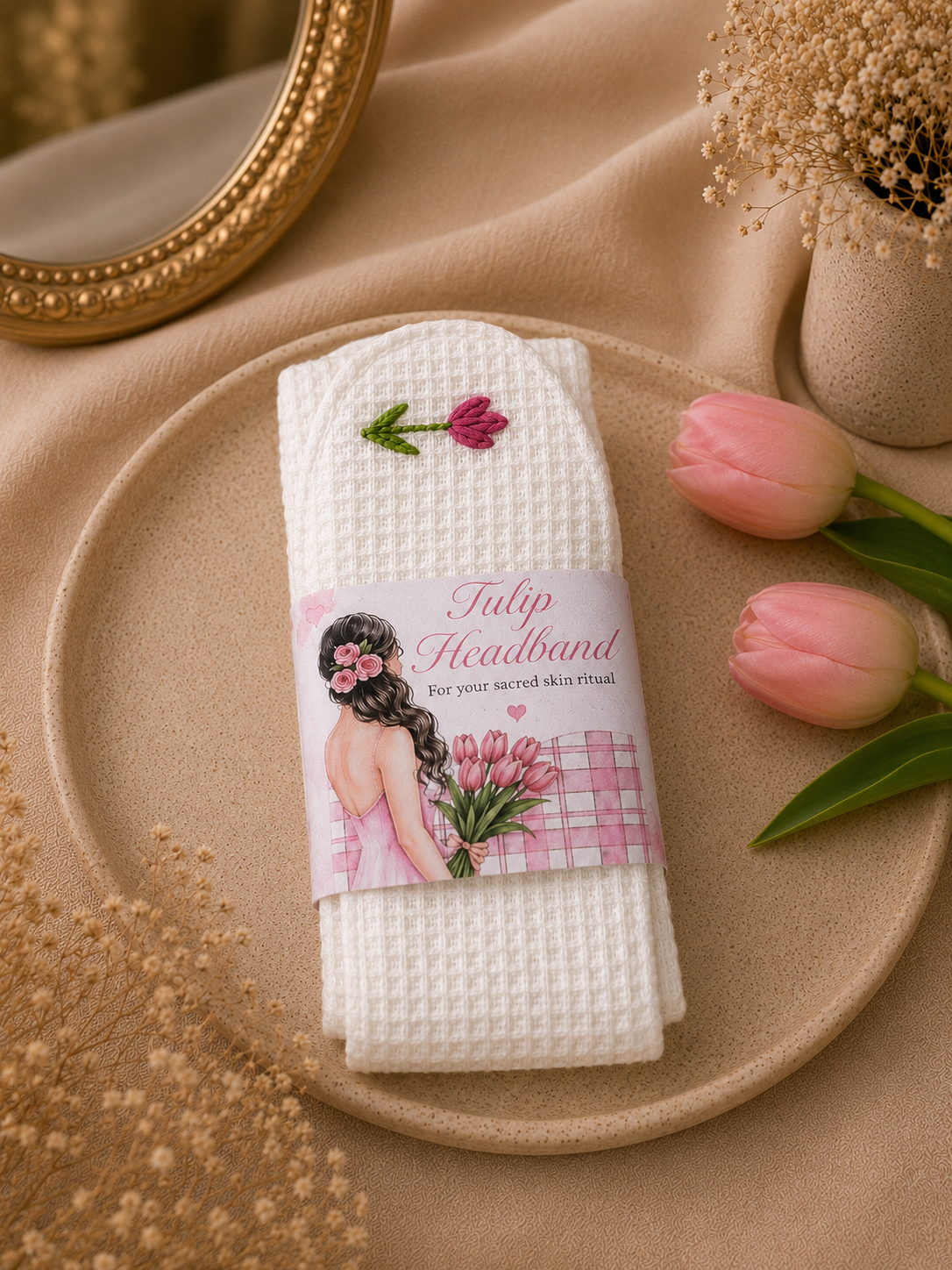 Tulip 🌷 Skin Ritual HEADBAND - Hand Embroidered
