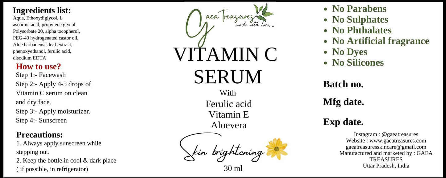 12% Vitamin C Serum (with 0.5% Ferulic Acid & 1% Vitamin E)